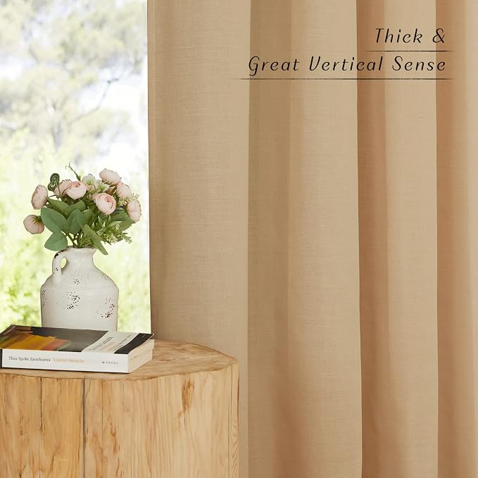 NICETOWN Semi Sheer Linen Burlap Curtains 54 inches Long, Grommet Thick Linen - Image 3