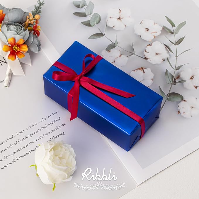 Ribbli Red Satin Ribbon, Double Faced Satin 1/4 inch x Continuous 50 Yards - Image 2