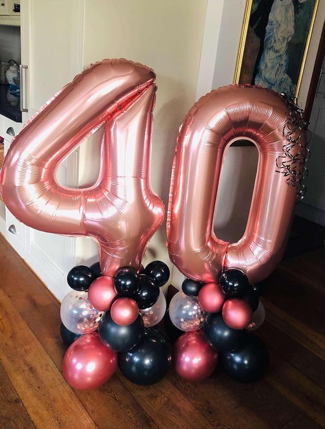 Rose Gold 40 Number Balloons, 40 Inch Giant Number 40 Balloons Foil Mylar - Image 7