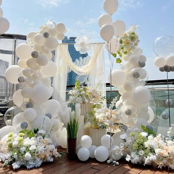 Awenztech 120pcs 5 inch White Latex Balloons | Engagement, Bridal Shower - Image 4