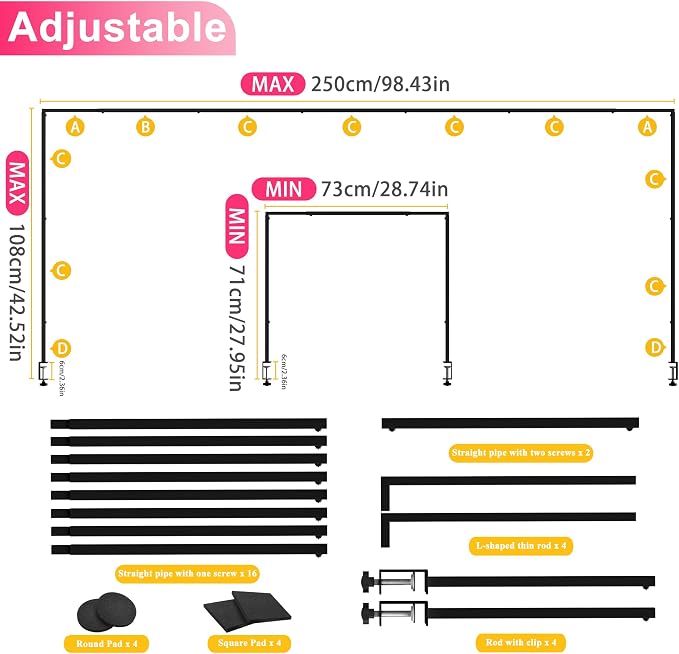 Over Table Rod Stand with Clamp 2 Pack Black Table Arch Banner Stand | - Image 2