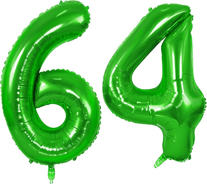 Number 64 Balloons for 64th Birthday Party Decorations, 0-100 Large No.64 by Joycard