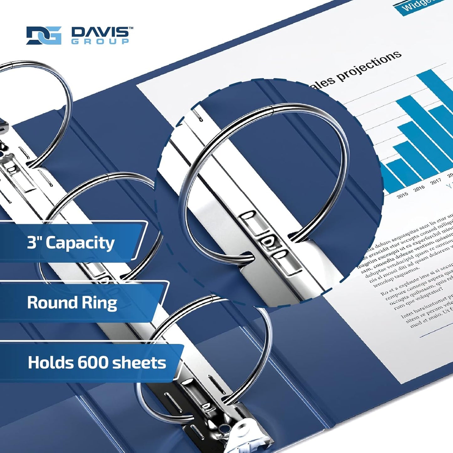Premium Economy 6-Pack 3-Ring Binders for School or Office, Round-Ring Binders, 3 Inch, Royal Blue