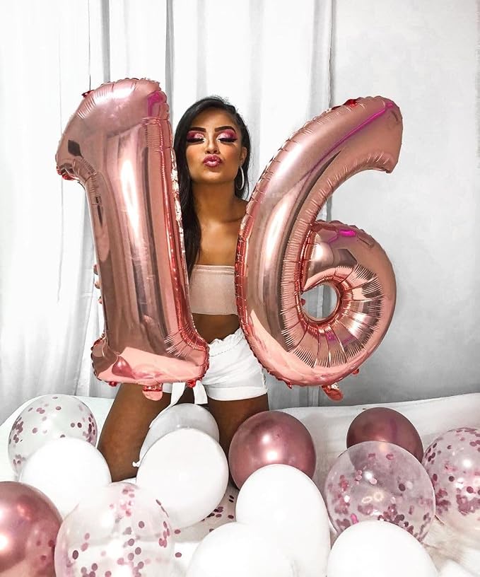 Number 13 Balloons 40 Inch for 13 31 Birthday Party Decorations, Rose Gold | - Image 2