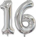 Silver 16 Balloon, 40 Inch Silver Number 16 Balloon Big Foil Mylar Helium by BBPOOL