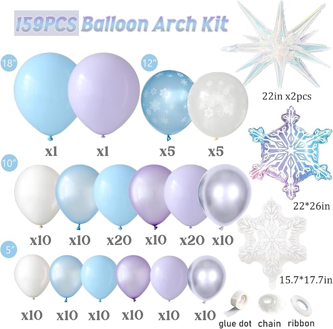Ice Snow Birthday Party Decorations, Snowflake Balloon Garland Arch Kit | - Image 2