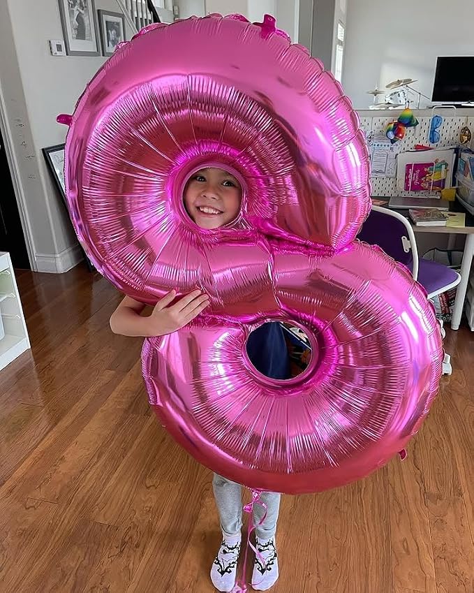 5 Balloon - Pink Birthday Number Balloons, 40 Inch Decorations Men Women | Pink - Image 8