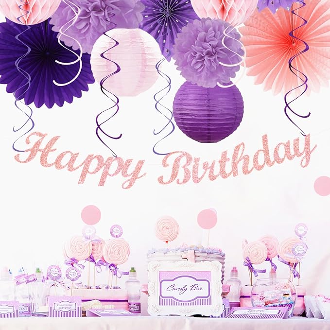 Purple Lilac-Lavender Pink Women Birthday Party-Decorations - Image 5