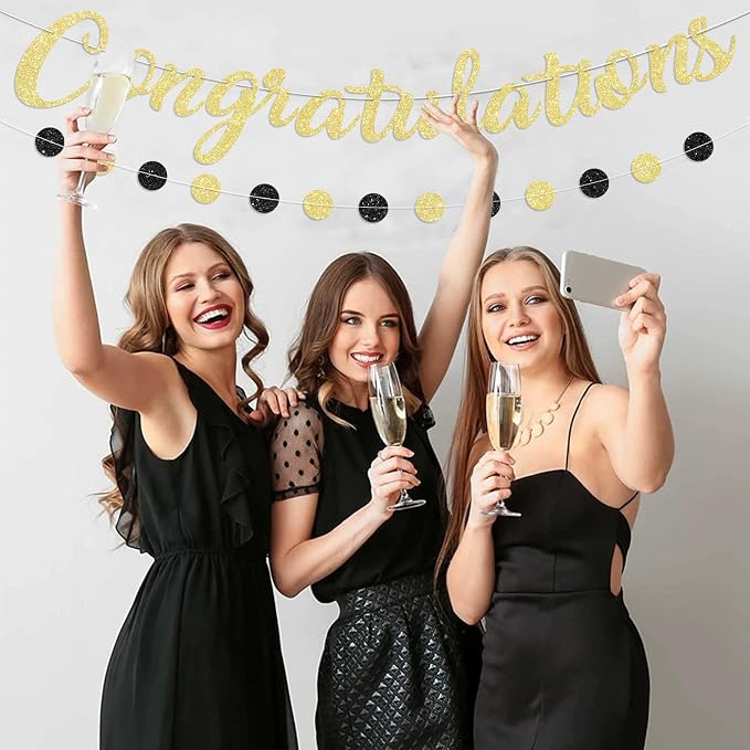 Gold Congratulations Banner Sign Prestrung Congrats Banner Garland - Image 4