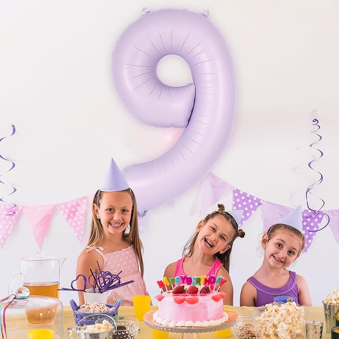 Light Purple Number 9 Balloon, 40 Inch Big Large Foil Helium Number Balloons - Image 4