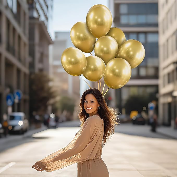 Gold Balloons 100 Pack 12 Inch Extra Thick Latex Party Decorations | Metallic - Image 3