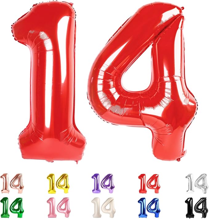 14 Balloon Numbers 40 Inch for 14th Year Old Birthday Decorations, Inflation by Mluchee