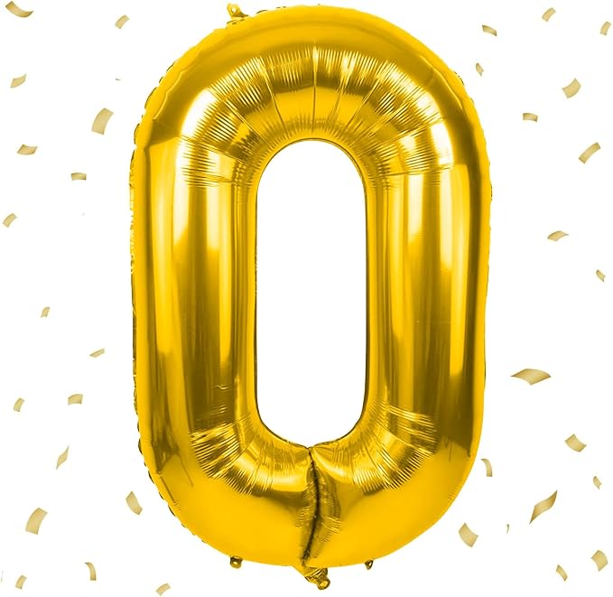 40 inch Gold Number Balloon Giant Foil Helium Balloons Gold Number 0 Balloon by Yeodong