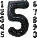 40 Inch Black Number 5 Balloons Helium Giant Black 5 Balloons by LHOAVWE
