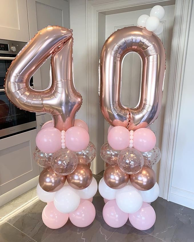 40 Inch Rose Gold 40 Number Balloons Giant Jumbo Huge 40 Foil Mylar Helium - Image 6