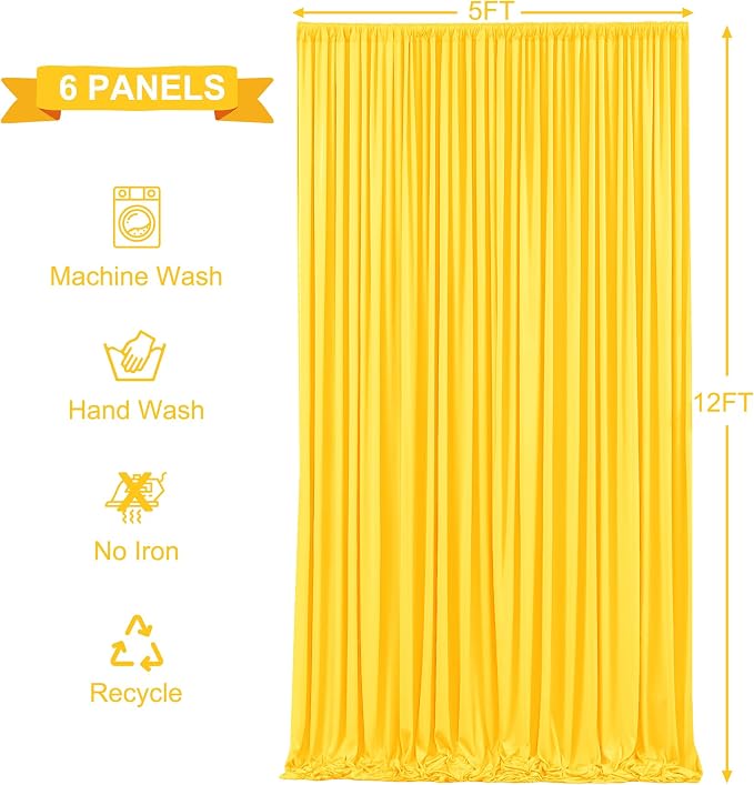 6 Panels Yellow Backdrop Curtains - Image 6