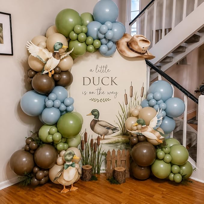 Woodland Balloons, 12 Inch Sage Green Brown and Sand White Balloon Double - Image 4