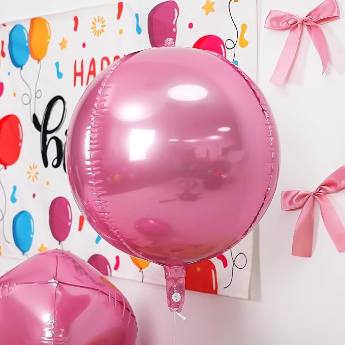 12Pcs Pink Round Foil Balloons, Metallic Pink Foil Balloon - Image 7
