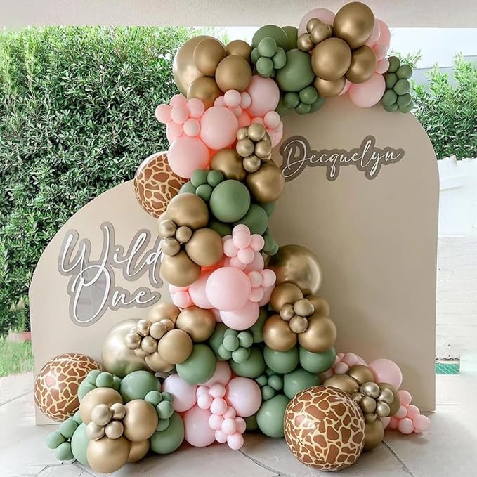 Pink Jungle Safari Balloons, Light Pink Cream Beige Balloon - Image 4