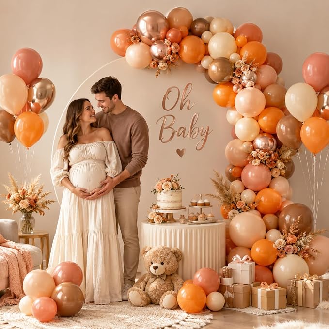 Fall Balloons Terracotta Burnt Dark Orange Brown Tan Coffee Metallic Gold Ivory - Image 6