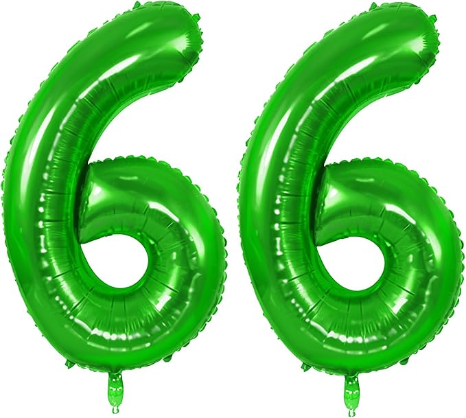 Number 66 Balloons for 66th Birthday Party Decorations, 0-100 Large No.66 by Joycard