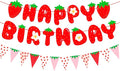 MEETINGU Strawberry Happy Birthday Banner and Strawberry Pennant by MEETINGU