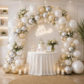 White and Silver Balloon Arch Kit, Double Stuffed Pearl Sand White Metal Silver by FEYG