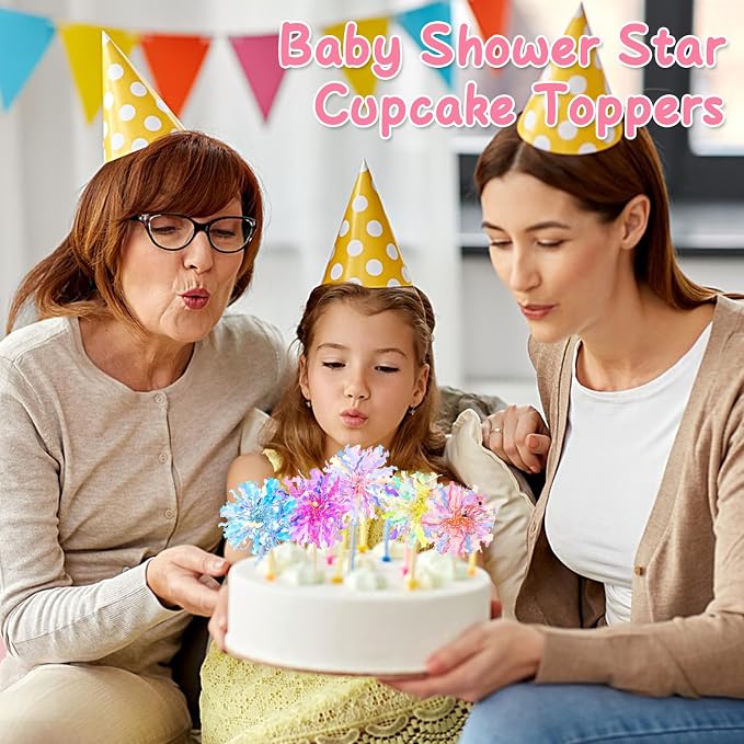50PCS Foil Firework Cupcake Toppers, Happy Birthday Cake Toppers, Firework Cake - Image 8