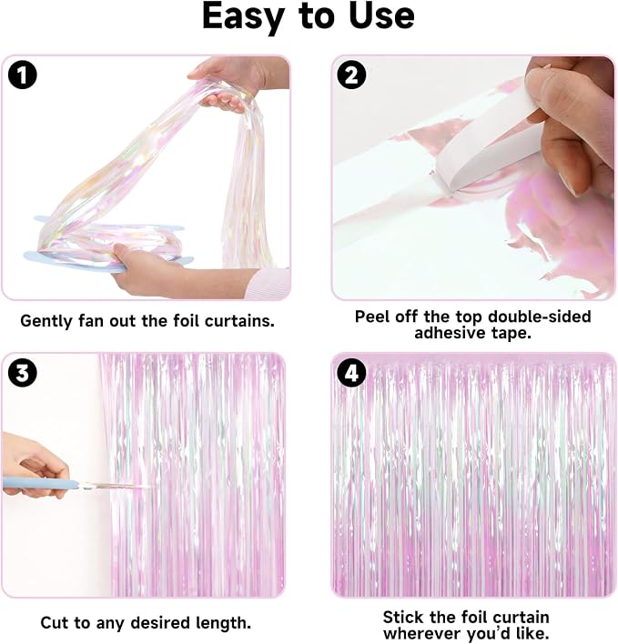 jijAcraft Iridescent Transparent Tinsel Foil Fringe Curtain, 3 Pack 3.2x6.5 - Image 3