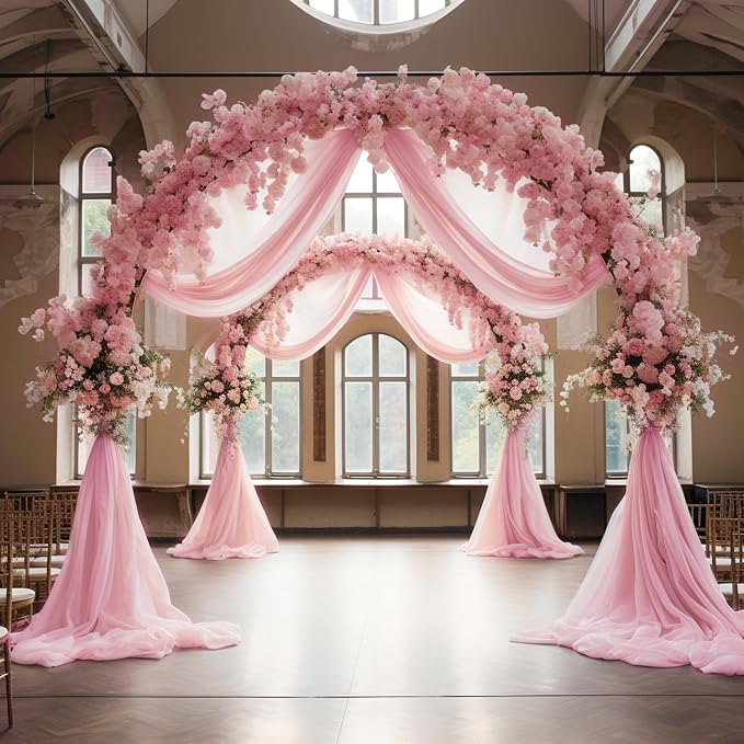 Wedding Arch Draping Fabric Backdrop Drapes 6 Panels, Blush Pink | 28.7"x20FT - Image 3