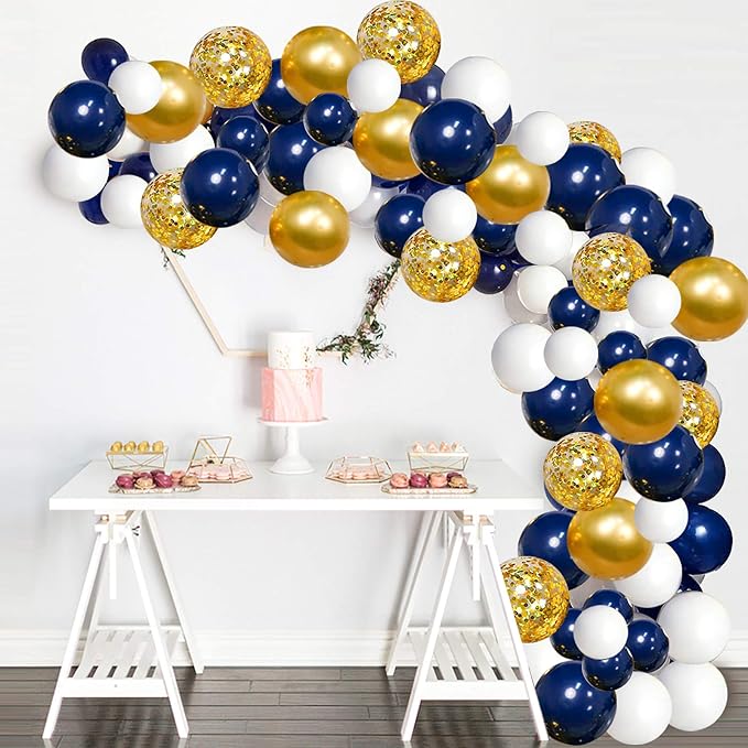 YMSZ Navy Blue Gold Balloons Garland Kit - Image 7