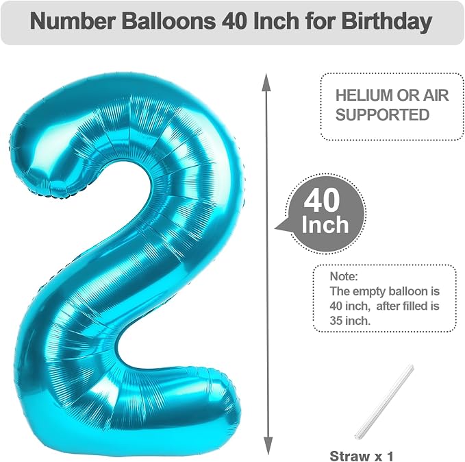 1 Balloon Number 40 Inch Light Blue - Image 5