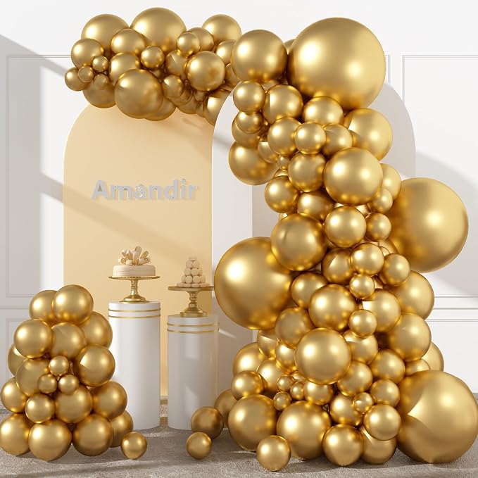 Amandir 153pcs Metallic Gold Balloons Arch Garland Kit Different Sizes | 18 12 by Amandir