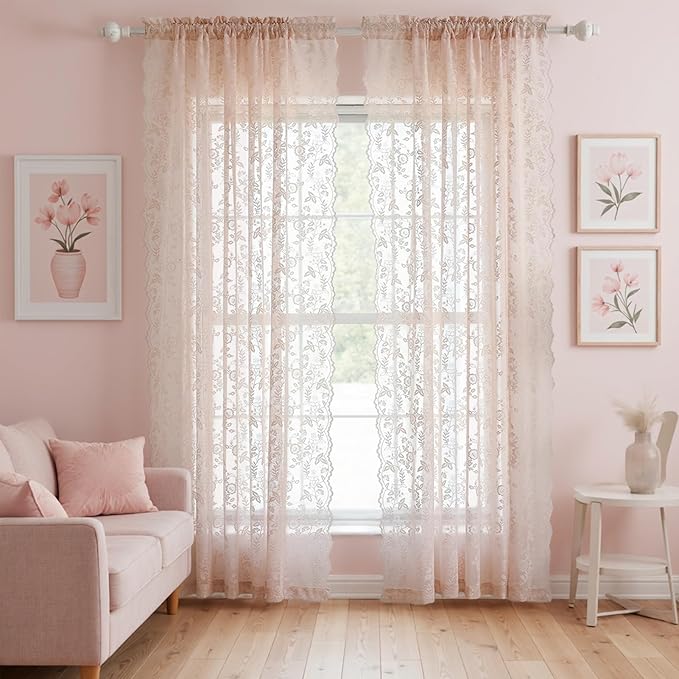 FINECITY Sheer Lace Curtains 72 Inch Length by FINECITY
