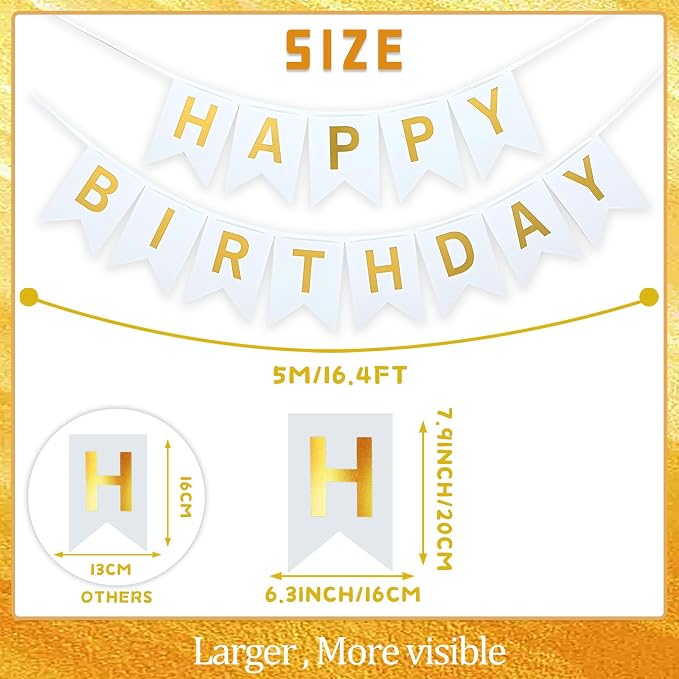 White Happy Birthday Banner - Image 5