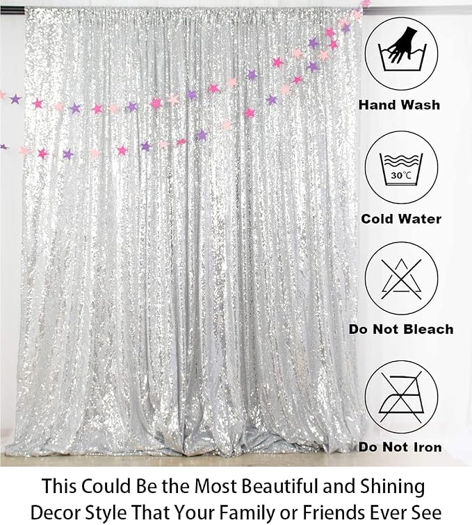 ShinyBeauty Photobooth Background Choice-4FTx7FT-Silver-Sequin backdrops - Image 5