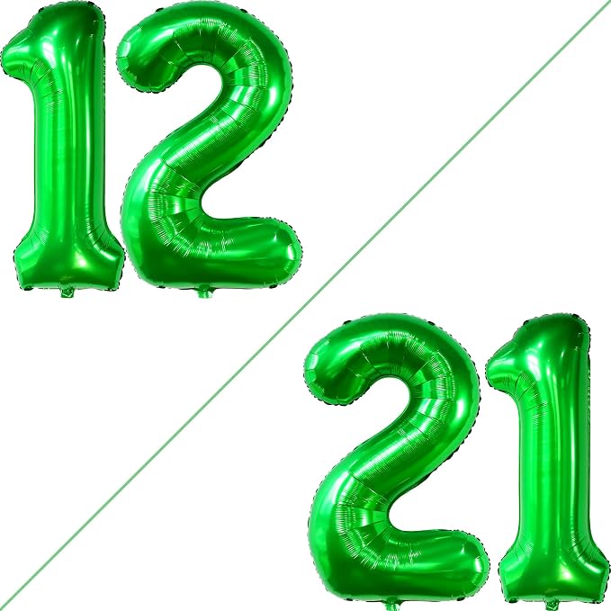 KatchOn Green Number 12 Balloon 40 Inch, 12th Birthday Balloon Decor | 12th - Image 2