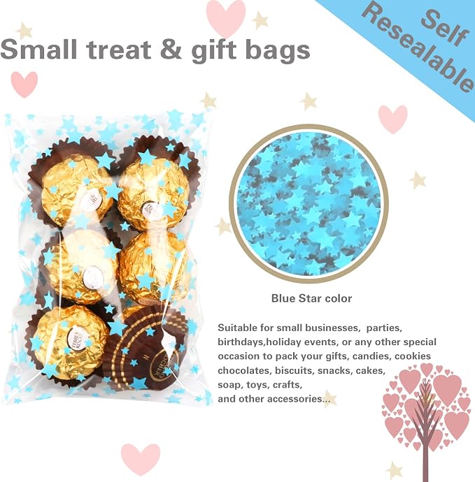 100 Pcs 5x7 In Star Self-Sealing Cellophane Treat Bags, Baby Shower - Image 3