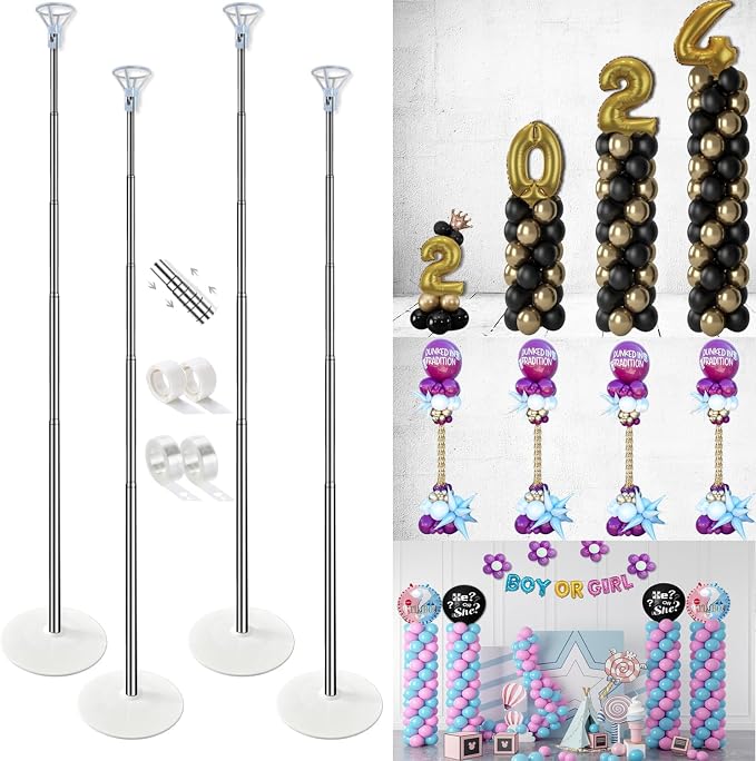 Balloon Column Stand Kit Set of 4, 7ft Height Adjustable Balloon Arch Kit by GlMCALO