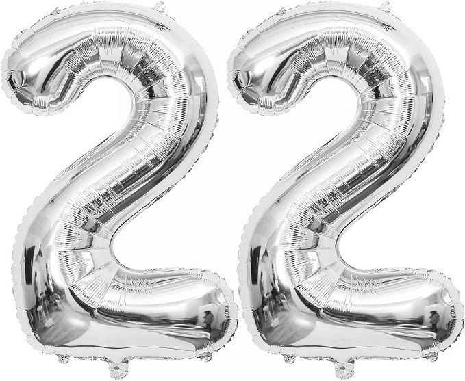 40 Inch Silver 22 Balloons Giant Number 22 Balloons Silver 22 Birthday Balloons by LHOAVWE