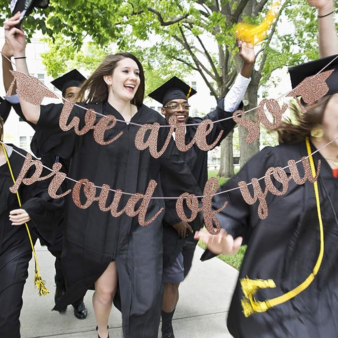 2026 Graduation Banner Party Decorations Rose Gold We are So Proud of You - Image 3