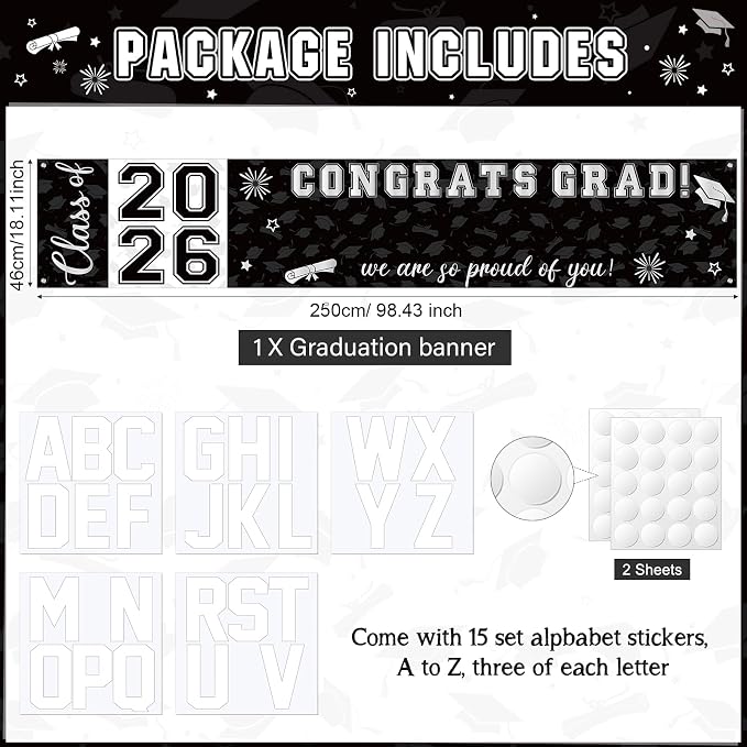 Graduation Congratulations Banner Decorations, Class 2026 Personalized - Image 2