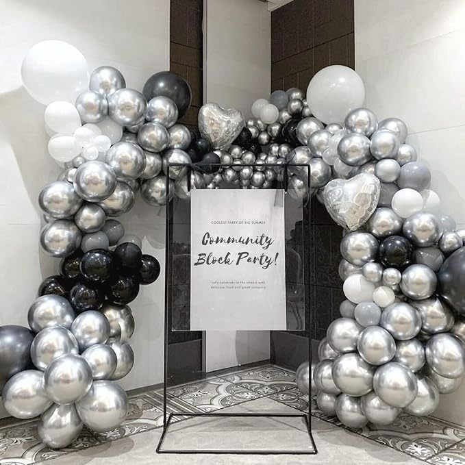 Awenztech 122pcs Metallic Silver Latex Balloons in 18 12 10 5 inches | Wedding - Image 4