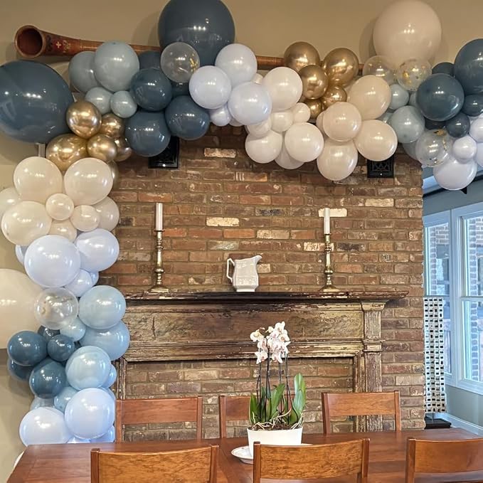 Dusty Blue and Gold Party Balloons - Image 6