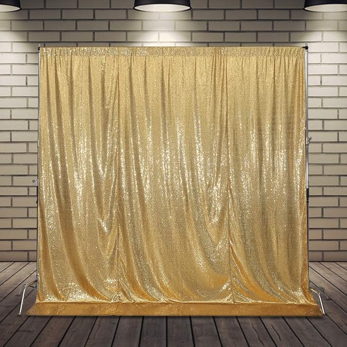 SquarePie 8x8ft Gold Sequin Backdrop, High Density Non-Transparent Glitter - Image 8