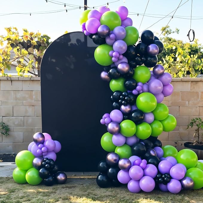 Black Purple Green Balloon Arch Kit, Star Foil Balloons - Image 4