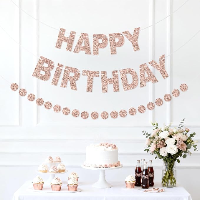 Alynta Happy Birthday Banner Pre-Strung Glitter Birthday Party Decorations | NO - Image 4