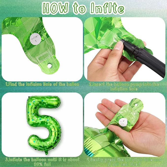 40 Inch Green Pixel Number 5 Balloon, Lime Green Large Foil Number Balloon 5th - Image 4