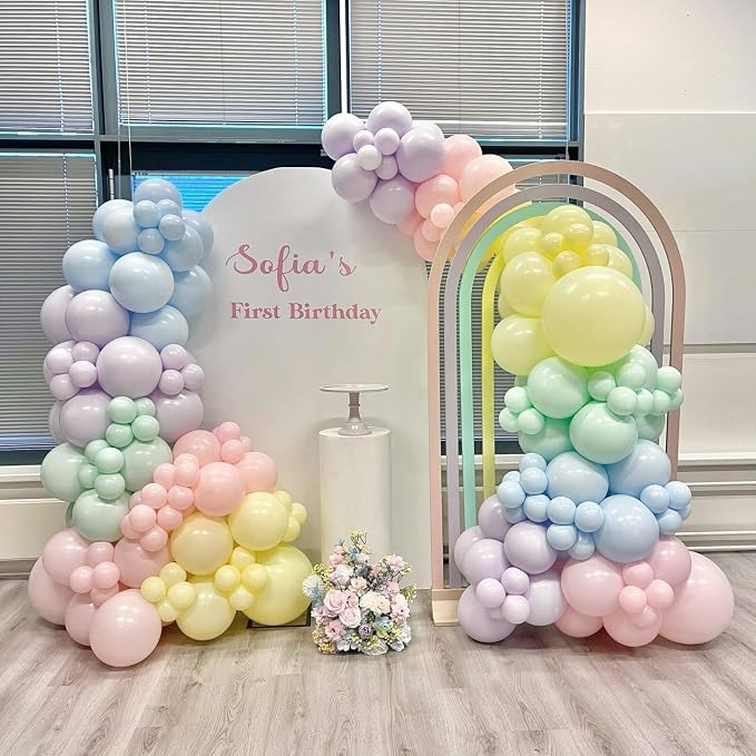 Pastel Rainbow Balloons Arch Kit 174pcs, Macaron Assorted Colorful Spring - Image 7