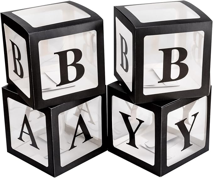 4pcs Transparent Baby Boxes, Gender Reveal Party Decorations by OWPFJG